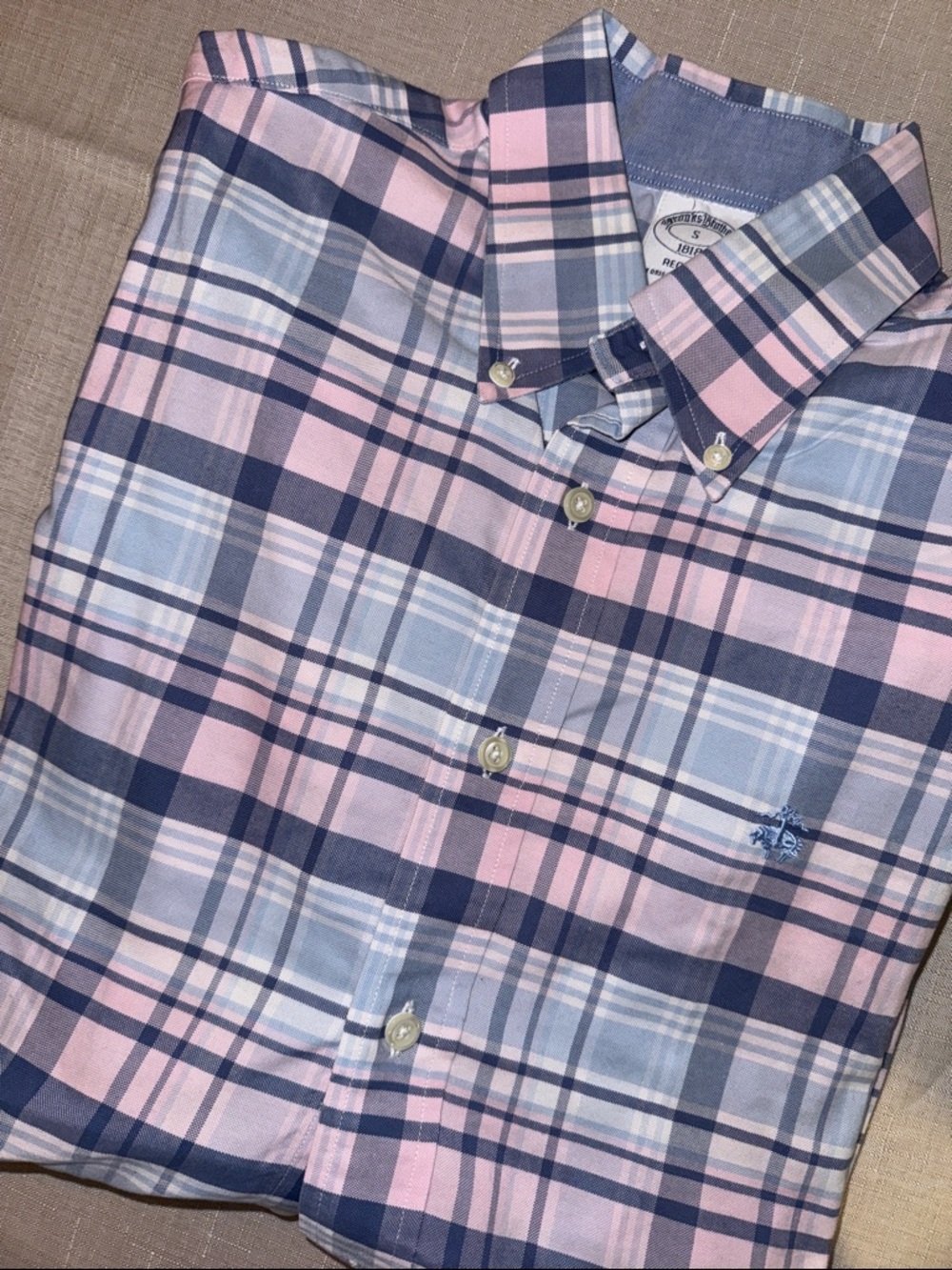 Brooks Brothers Pink and Blue Plaid Button-Down Shirt - Picture 3 of 3
